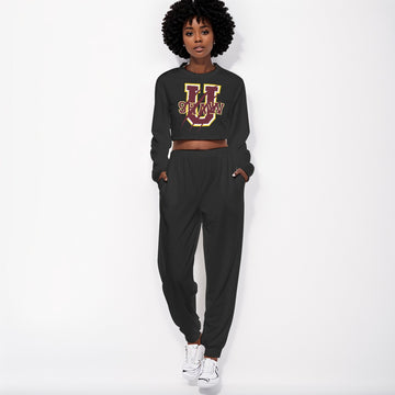 Black Shaw Women's Crop Sweatshirt Suit