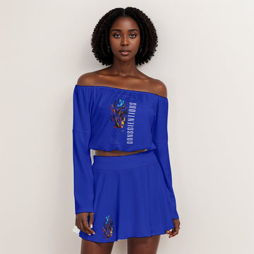 Women's Off-shoulder Top And Skirt Set