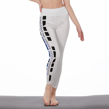 Women's White, Blue, and Black  High Waist Leggings | Side Stitch Closure