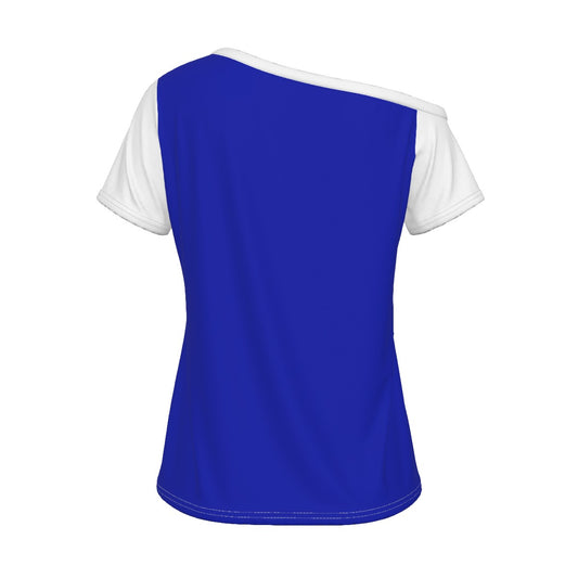 Blue Women's Off-Shoulder T-shirt