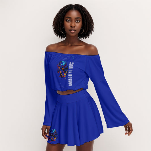 Women's Off-shoulder Top And Skirt Set