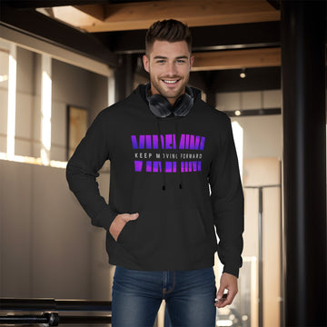 Men's Black and Purple Keep Moving Forward Pullover Hoodie