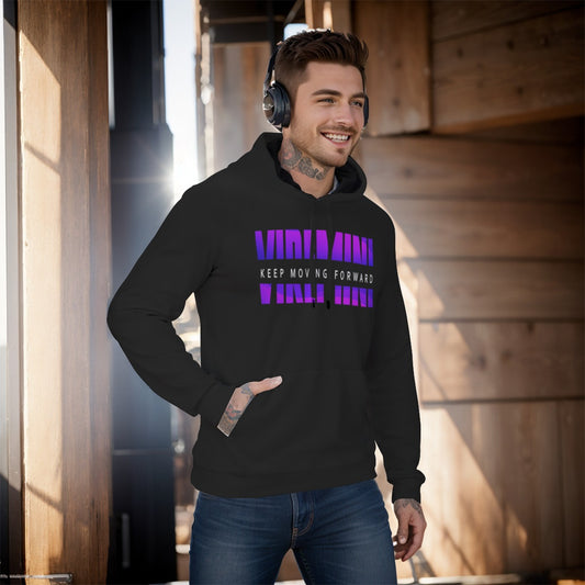 Men's Black and Purple Keep Moving Forward Pullover Hoodie