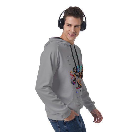 Men's Grey Raglan Pullover Hoodie