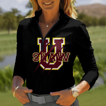 Women's Quarter Zip Sport Shirt With  Long Sleeve