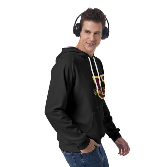 Black  Men's Raglan Pullover Hoodie